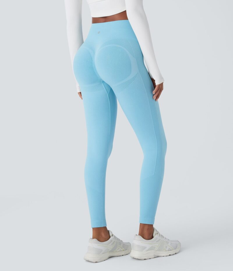 Leggings yoga tiro alto control abdomen realce glúteo 7/8 sin costura - Image 3