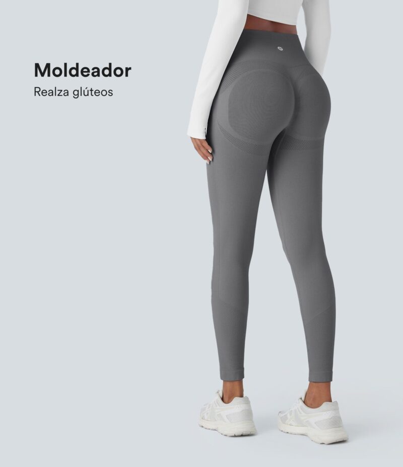 Leggings yoga tiro alto control abdomen realce glúteo 7/8 sin costura