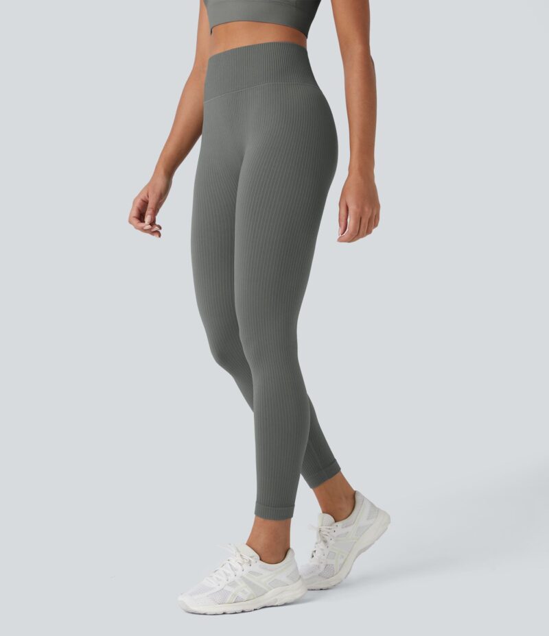 Leggings yoga tiro alto control abdomen suave sin costura agradable piel 7/8 - Image 2