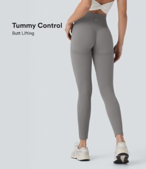 Leggings yoga tiro alto control abdomen realce glúteo 7/8 sin costura
