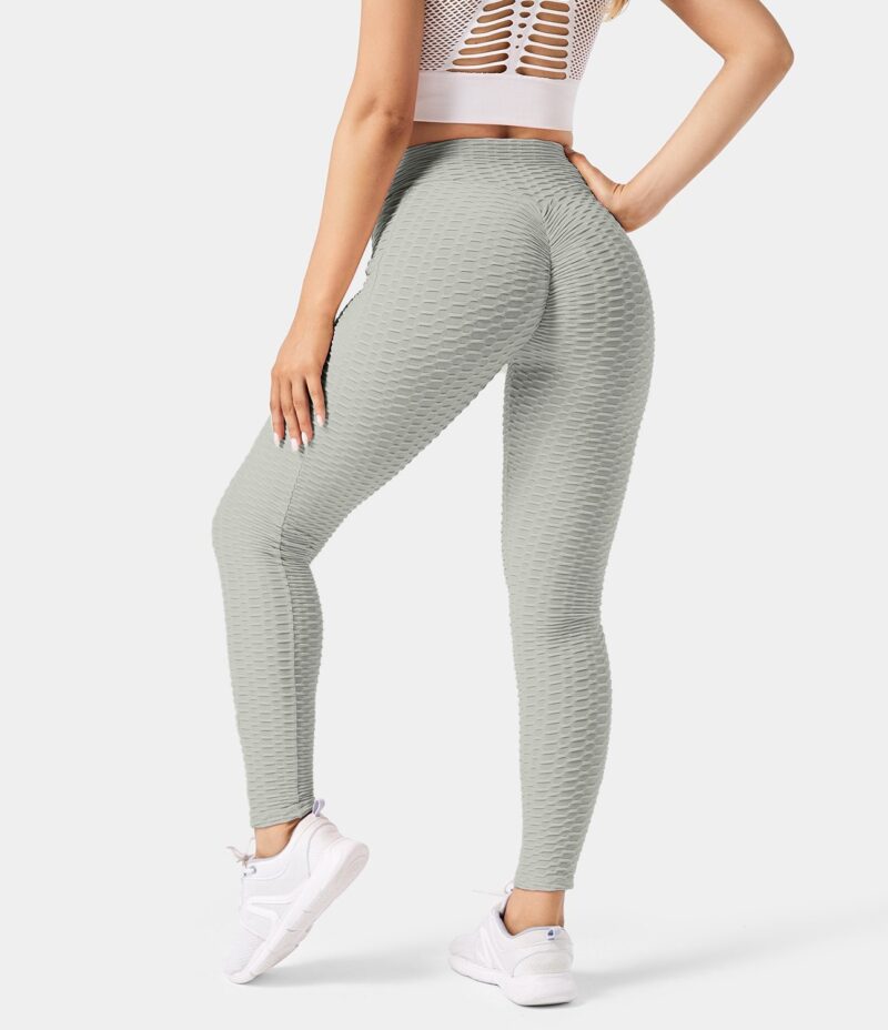 Leggings de 7/8 con cintura alta y fruncidos con textura de panal - Image 2