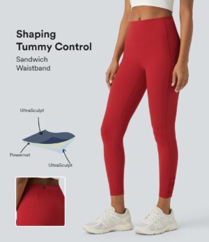 Leggings yoga UltraSculpt 7/8 liso costura superior dobladillo fruncido bolsillo trasero cremallera