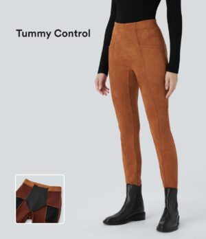 Leggings gamuza bolsillo lateral control abdomen tiro alto