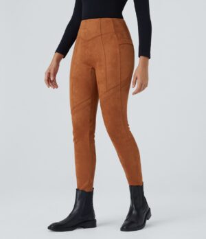 Leggings gamuza bolsillo lateral tiro alto hasta tobillo