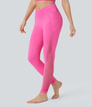 Leggings yoga 7/8 corte bolsillo lateral cruzado tiro alto sin costura