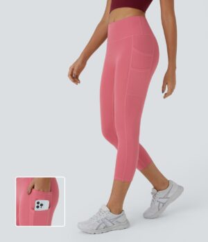 Leggings capri Softlyzero de tiro alto con bolsillos dobles