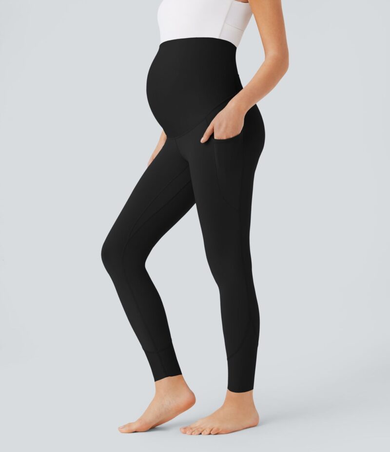 Leggings premamá Softlyzero yoga tiro súper alto bolsillo lateral cruzado espalda 7/8 - UPF 50+ - Image 2