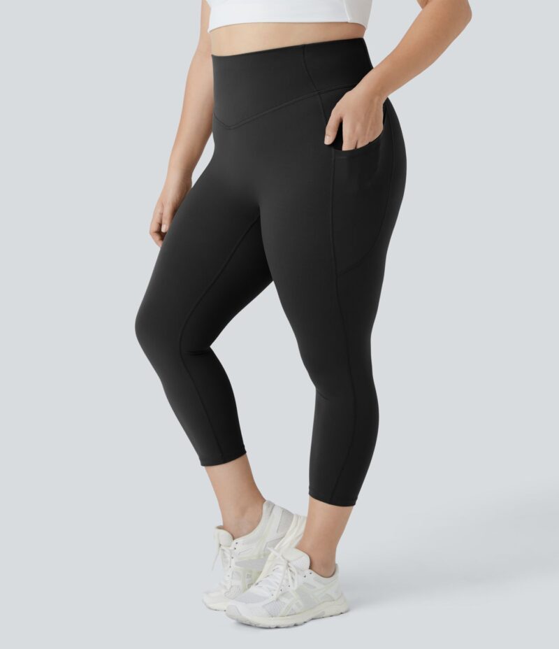 UltraSculpt Leggings capri de entrenamiento con cintura alta y bolsillo lateral de talla grande