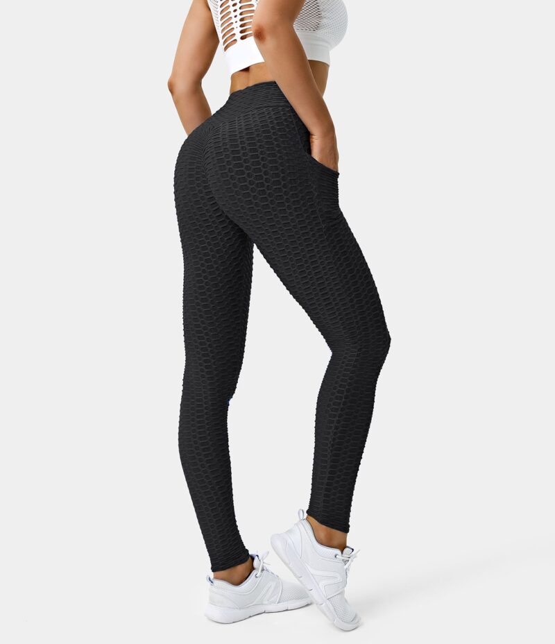 Leggings de 7/8 con cintura alta y fruncidos con textura de panal - Image 3