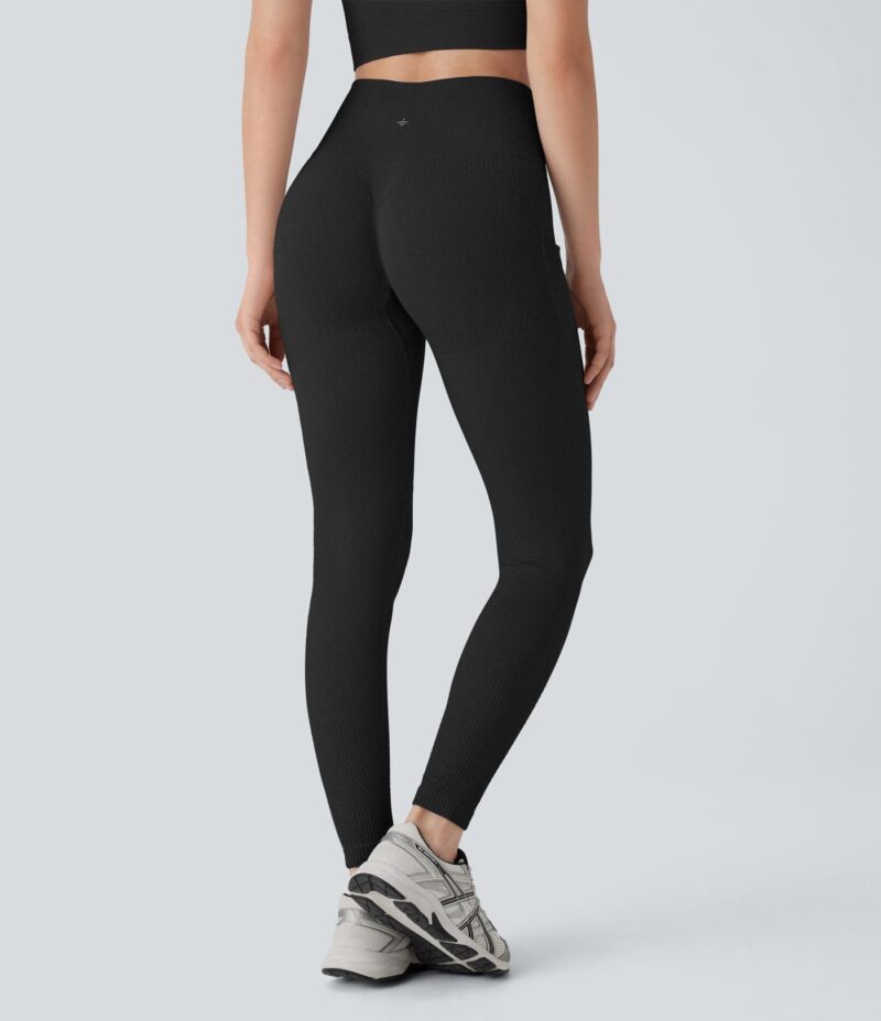 Leggings yoga tiro alto control abdomen realce glúteo bolsillo lateral 7/8 sin costuras - Image 2