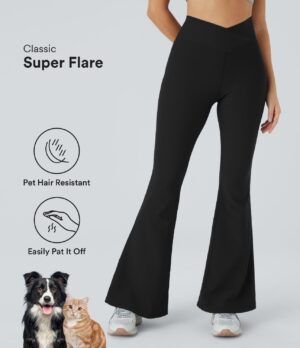 Leggings Patitoff Flow acampanado tiro alto bolsillo trasero cruzado resistente pelo mascota