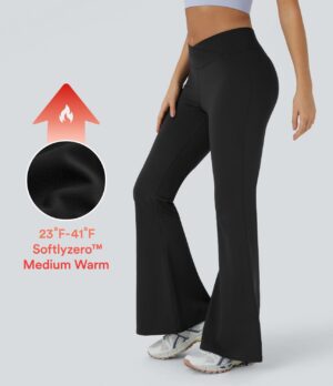 Leggings polar Softlyzero acampanados con cintura cruzada y bolsillo