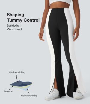Leggings acampanado tiro control barriga abertura