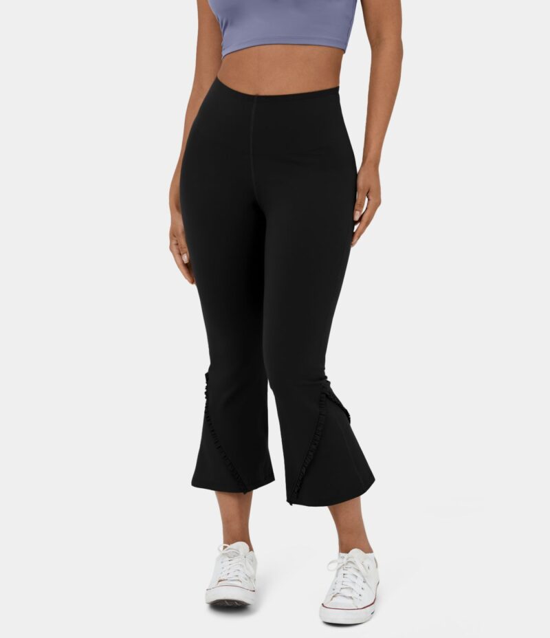 Leggings informales capri con volantes y cintura alta con control de barriga - Image 2