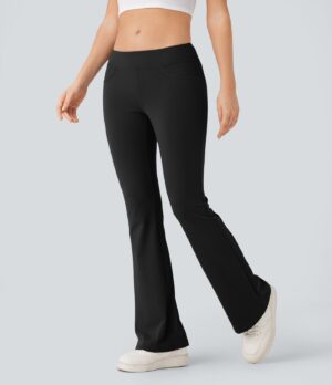 Leggings acampanado bolsillo trasero tiro bajo