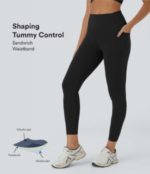 Leggings SoCinched entrenamiento tiro alto control abdomen bolsillo lateral 7/8