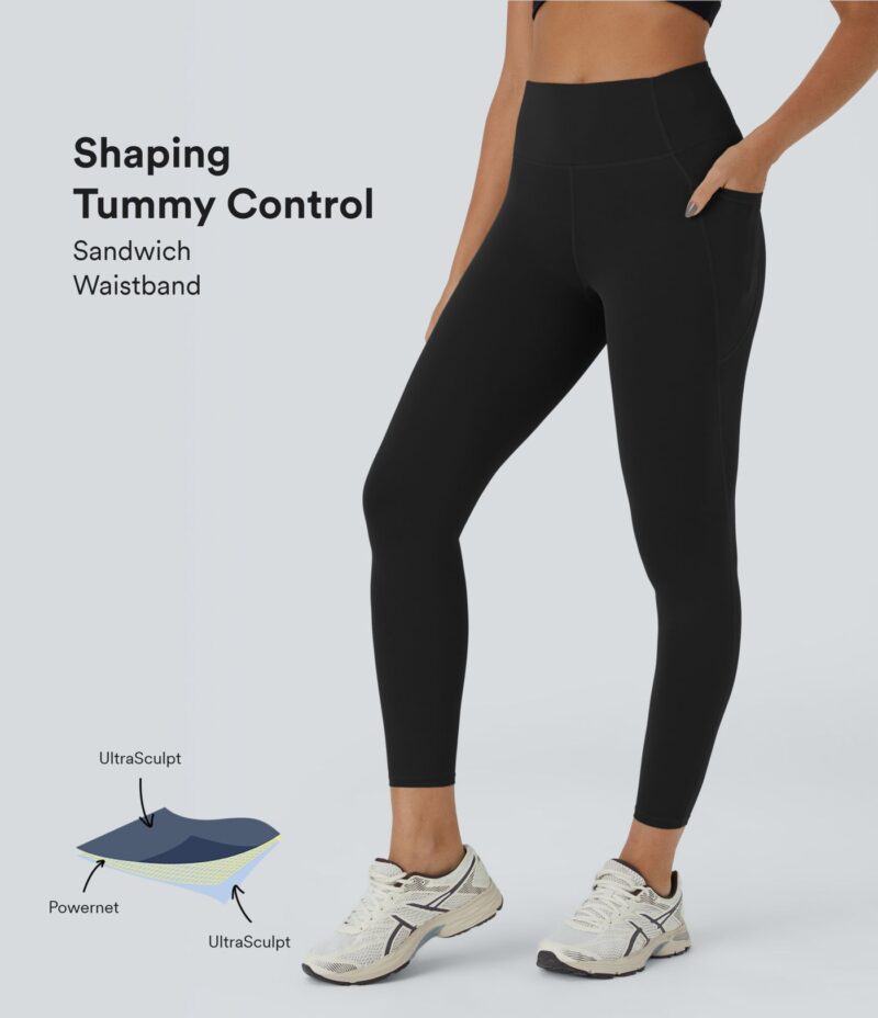 Leggings SoCinched entrenamiento tiro alto control abdomen bolsillo lateral 7/8
