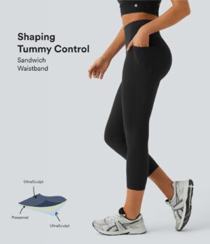 Leggings capri SoCinched entrenamiento bolsillo lateral tiro alto