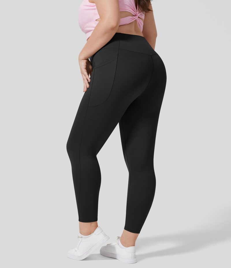 Softlyzero Fleece Leggings yoga bolsillo lateral cintura V tiro alto polar talla plus 7/8 - Image 2
