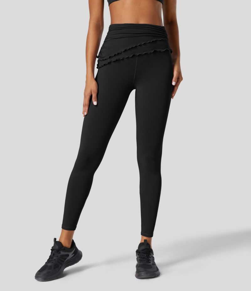 Leggings yoga Softlyzero tobillo ribete lechuga fruncido dobladillo alto - Image 2