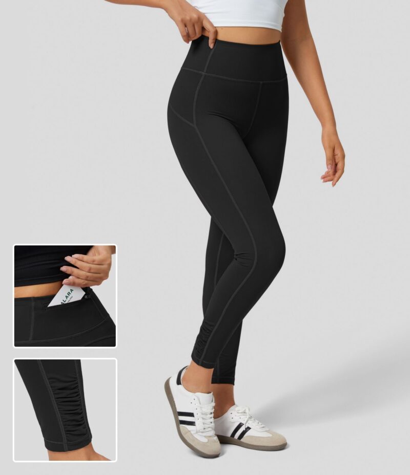 Leggings yoga UltraSculpt 7/8 liso costura superior dobladillo fruncido bolsillo trasero cremallera - Image 2