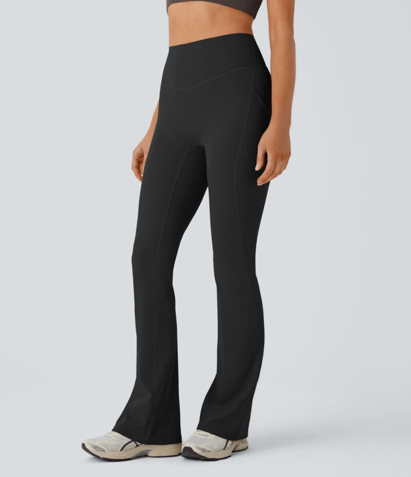 Leggings Softlyzero QuickDry SoCinched yoga acampanado bolsillo lateral tiro alto control abdomen - Image 2