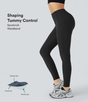 Leggings yoga SoCinched UltraSculpt tiro alto realce glúteo control abdomen bolsillo lateral