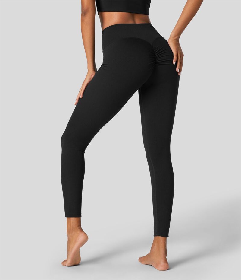 Leggings yoga 7/8 fruncido cordón tiro medio - Image 2