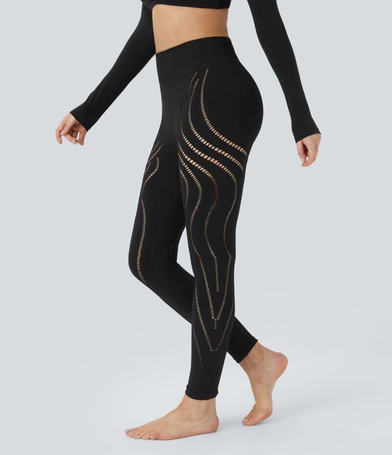 Leggings yoga 7/8 corte tiro alto flujo sin costura - Image 2