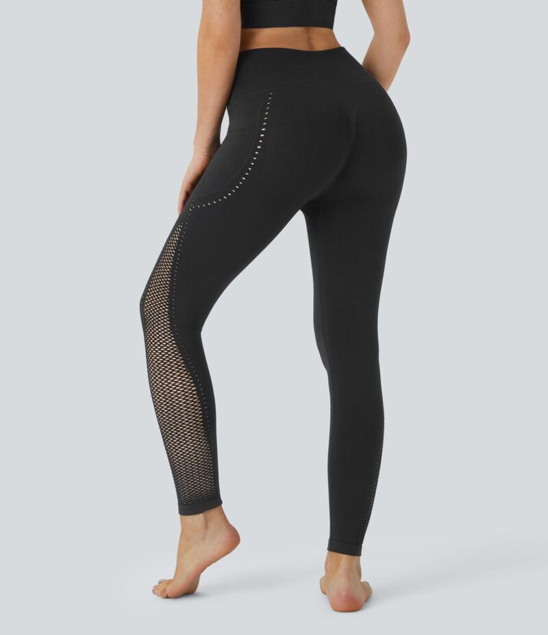 Leggings yoga 7/8 corte bolsillo lateral cruzado tiro alto sin costura - Image 2