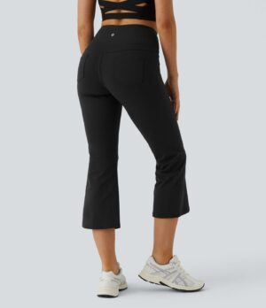 Leggings yoga capri acampanado bolsillo trasero tiro alto