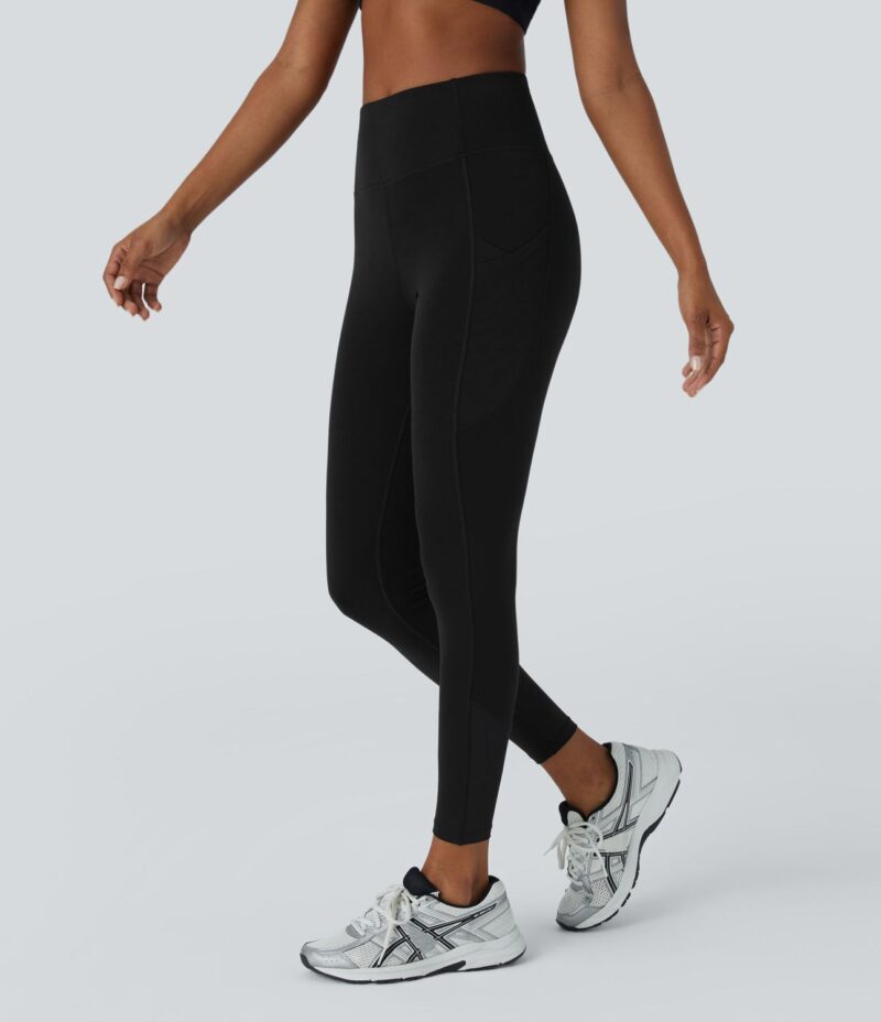 Leggings yoga tiro alto bolsillo cruzado lateral malla contrastante 7/8 - Image 2