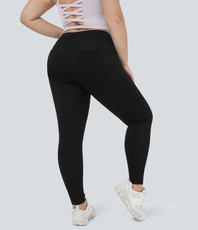 Leggings Flex Denim elásticos de talla grande con tiro alto y bolsillos traseros - Image 2