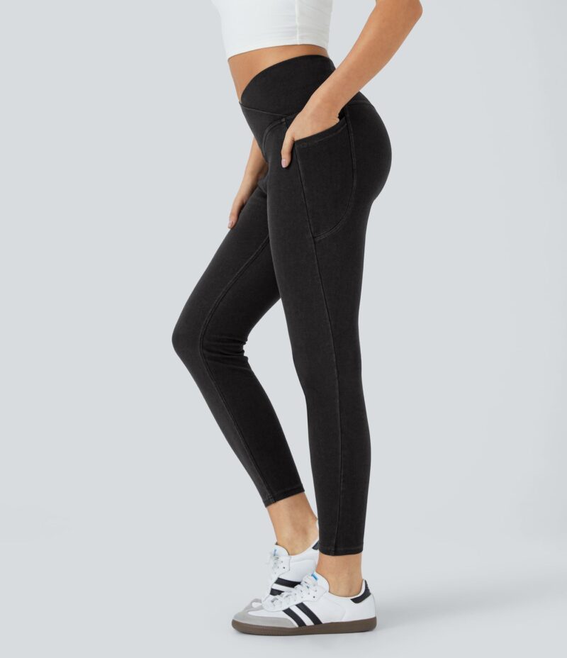 Leggings Flex Denim oficina mezclilla elástico lavado bolsillo lateral cruzado - Image 2