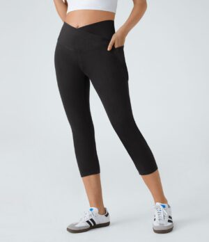 Leggings Flex Denim capri mezclilla elástico lavado bolsillo lateral cruzado
