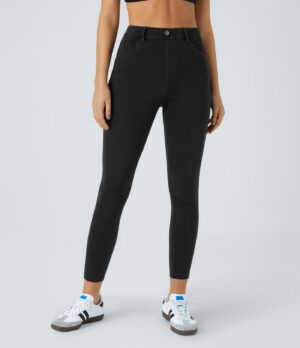Leggings Flex Denim oficina elástico múltiple bolsillo tiro alto