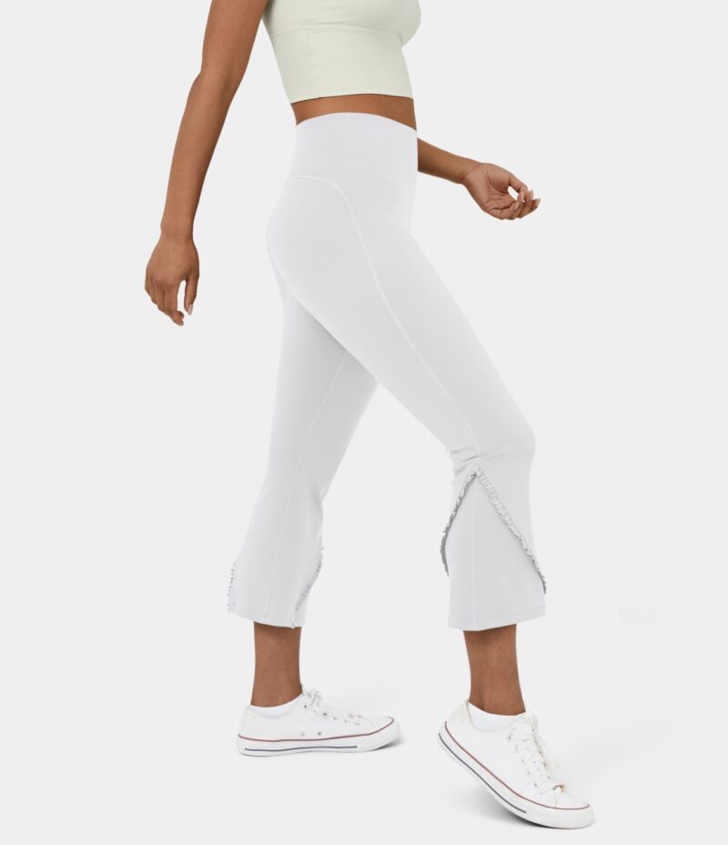 Leggings informales capri con volantes y cintura alta con control de barriga - Image 3