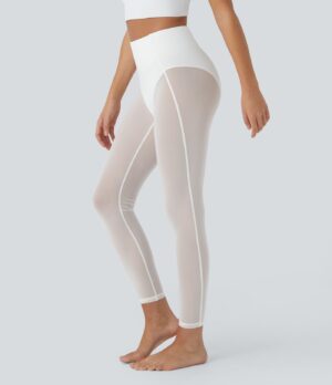 Leggings baile tiro alto 2 en 1 malla transparente 7/8