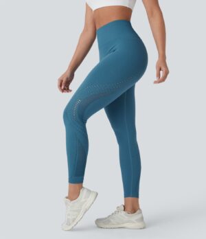 Leggings yoga tiro alto perforado 7/8 sin costura