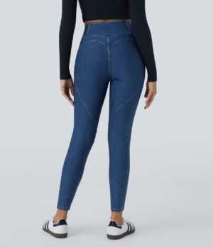 Leggings Flex Denim elástico corazón bolsillo lateral tiro alto 7/8