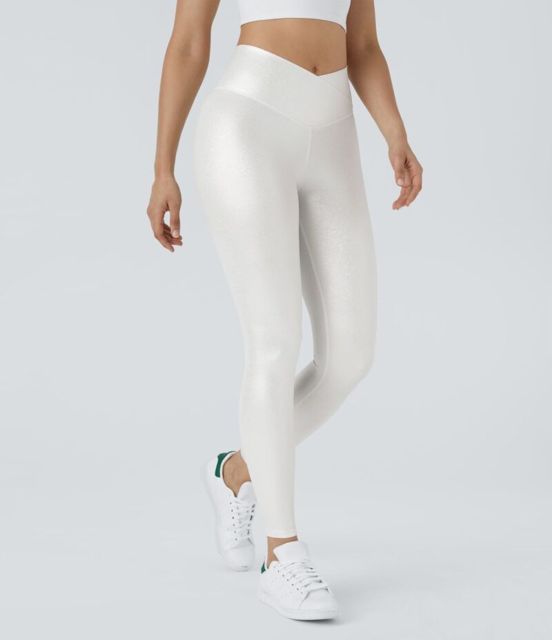 Leggings Softlyzero de cuero sintético metalizados ultra elásticos con bolsillos traseros - Image 2