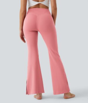 Leggings acampanado cintura V longitud completa abertura bolsillo -Sonrisa