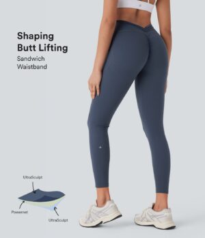 Leggings UltraSculpt SoCinched yoga moldeador tiro alto bolsillo lateral fruncido realce glúteo control abdomen