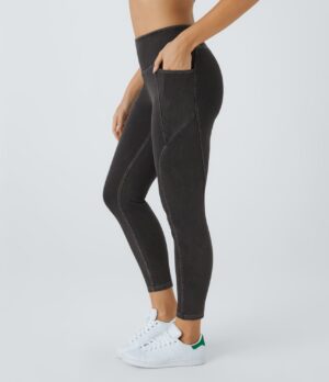Leggings Flex Denim 7/8 mezclilla elástico bolsillo lateral tiro alto