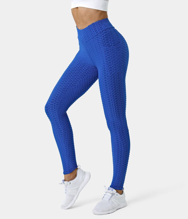Leggings de 7/8 con cintura alta y fruncidos con textura de panal - Image 4