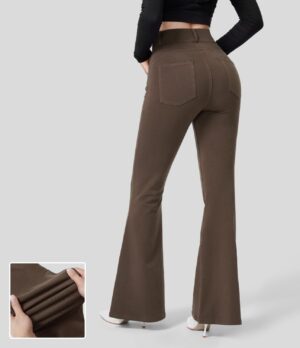 Leggings Flex Denim acampanado oficina mezclilla elástico colorido lavado múltiple bolsillo tiro alto