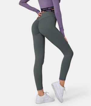 Leggings levantamiento glúteo jacquard tiro alto flujo sin costura