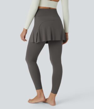 Leggings yoga 2 en 1 tiro alto abertura corte 7/8