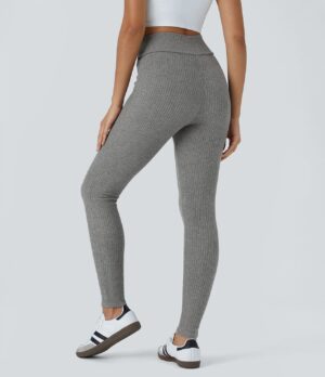 Leggings tiro alto acanalado cruzado 7/8