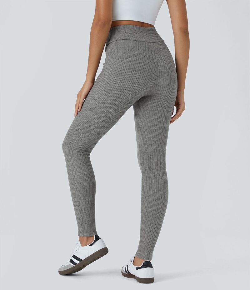 Leggings tiro alto acanalado cruzado 7/8